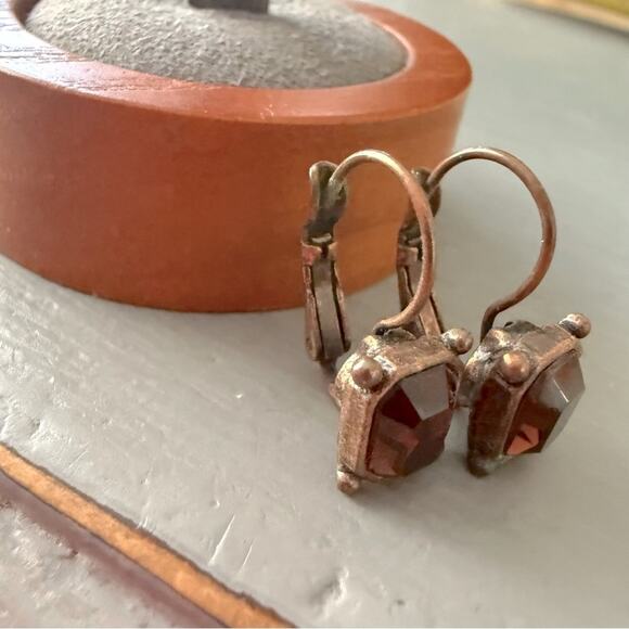 Antique Design Brass Drop Earrings - Picture 3 of 5